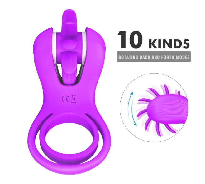 Roxy - Licking Sex Toy & Vibrating Dual Penis Ring
