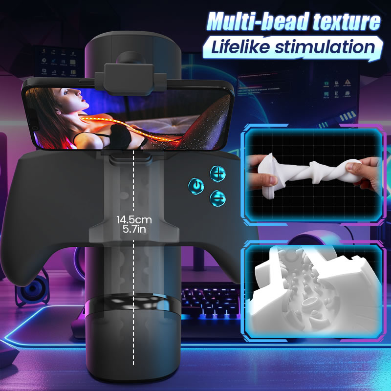 Turbo Thrust Stroker – 10 Modes with Interactive Gamepad & Phone Stand