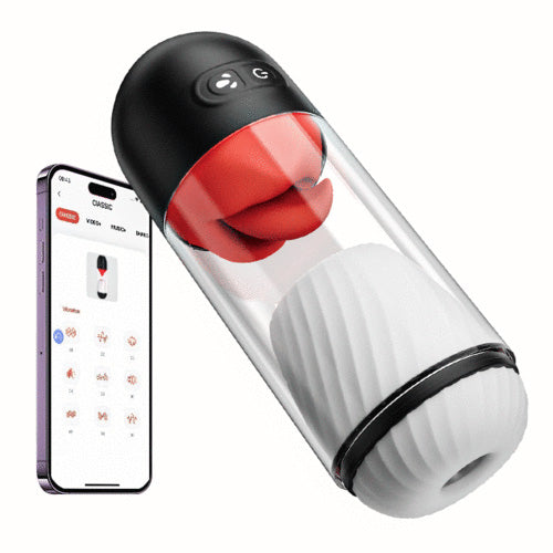 App-Controlled Male Masturbator with Tongue Licking and Precision Vibration