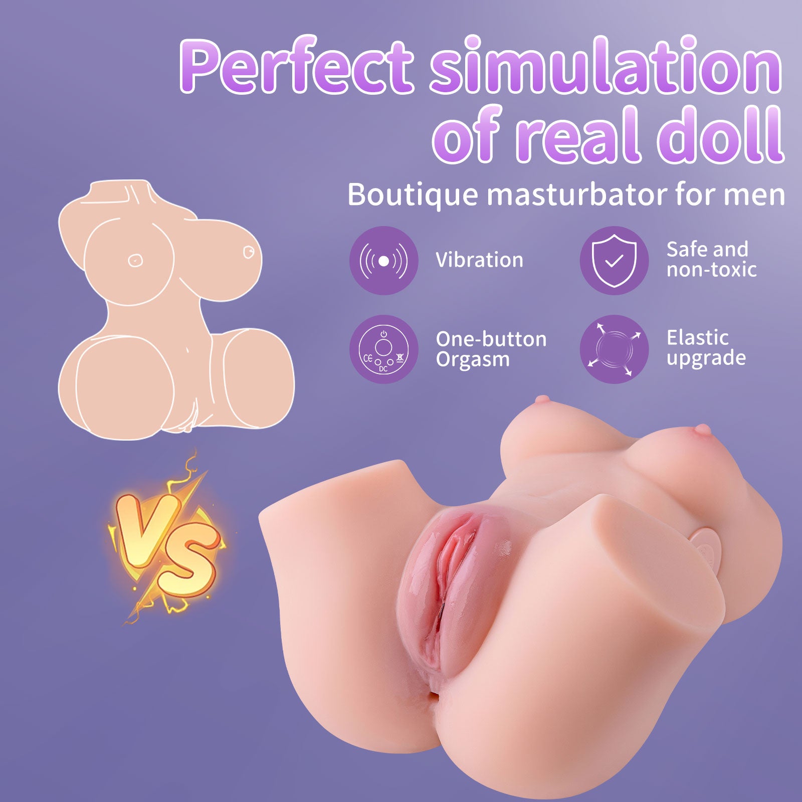 Aurora T1 Realistic Vibrating Torso with Dual Channels & Soft TPR Body