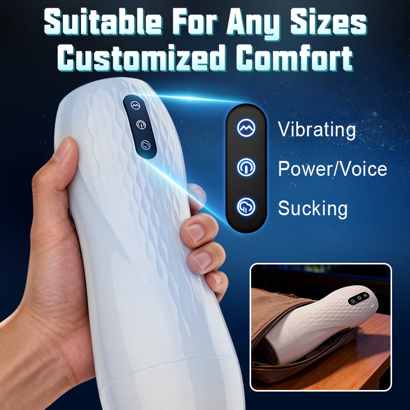 Smart Voice-Control Male Stroker with Heating Base, 5 Suction Modes & 10 Vibration Settings