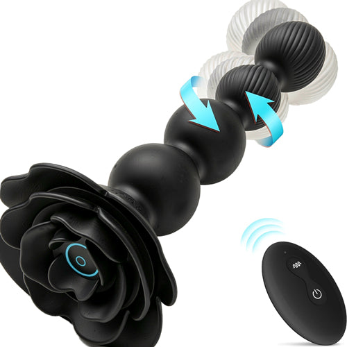 ST-AB-RT10 Rose Vibrating Anal Beads – Remote Control, 10 Thrusting & Twisting Modes