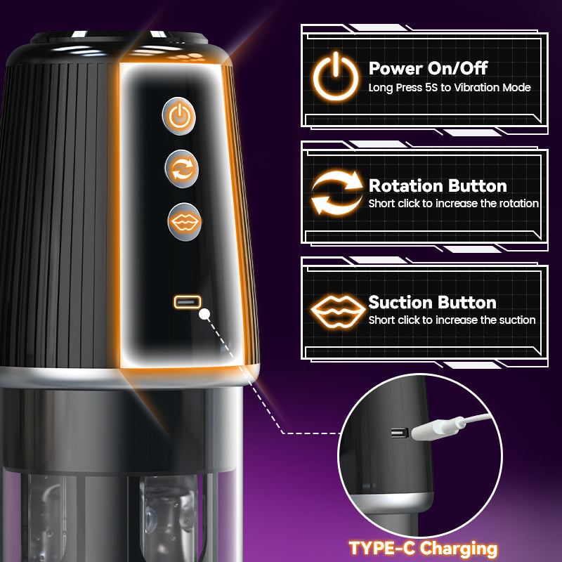 【New】Rotating & Sucking with Inflation & Twist Massage Fun Male Stroker