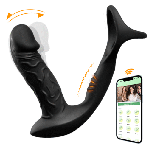 9 Wiggling & Vibrating App Control Anal Vibrator With Cock Ring Sweetstoy