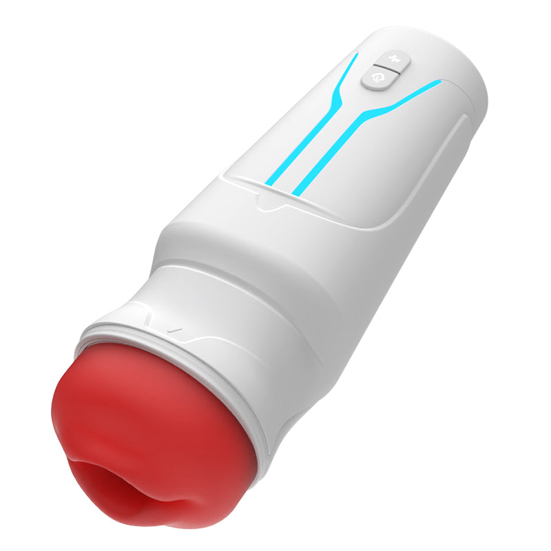 Soren Male Pleasure Stroker – Red Vibrating Suction Mouth