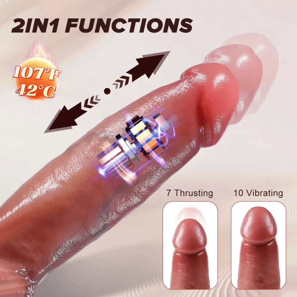 Heated Thrusting Vibrator - Remote Control Thick Realistic Dildo