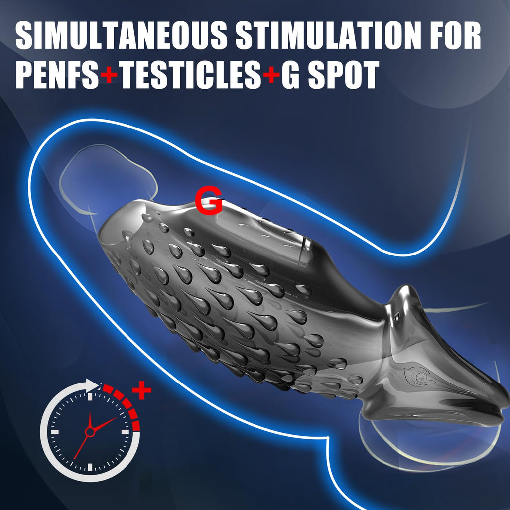 Vibrating Penis Sleeve with Dual Penis Rings Adult Male Sex Toy None