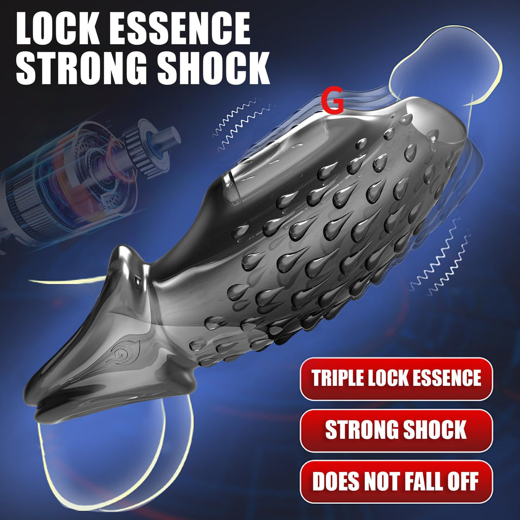 Vibrating Penis Sleeve with Dual Penis Rings Adult Male Sex Toy None