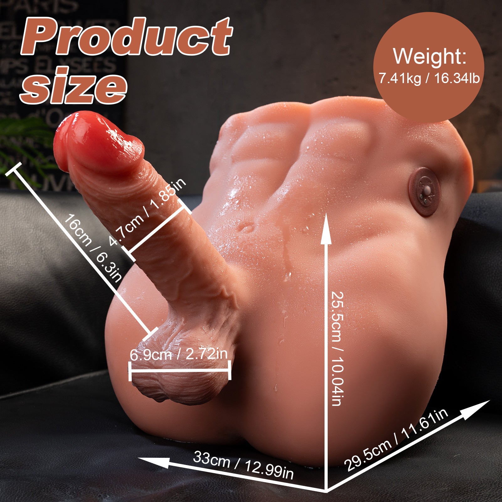 Herb sex doll Electron vibration Pulse realistic butts wheat color big cock 16.5lb
