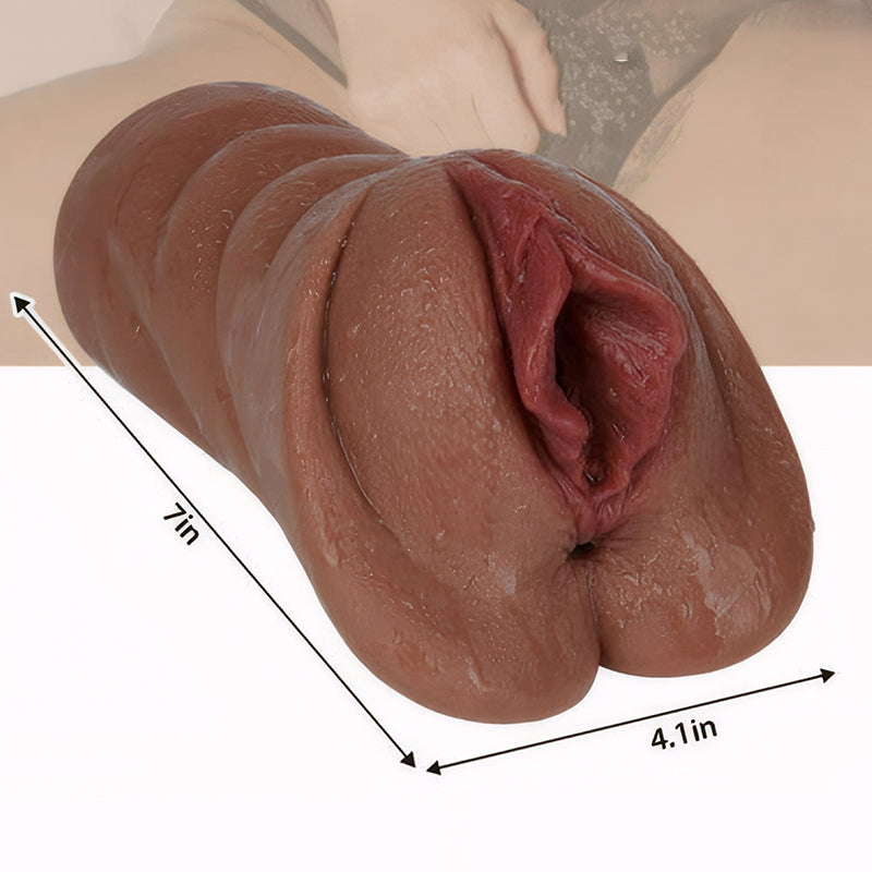 Sweetstoy - Brown 2-in-1 Holes Realistically Textured Vagina and Tight Anus Pocket Pussy