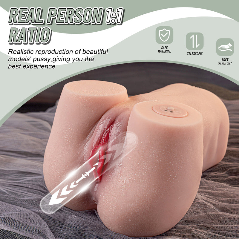 Realistic TPR Butt Masturbator with Dual Entry Design โ Soft Silicone Male Stroker