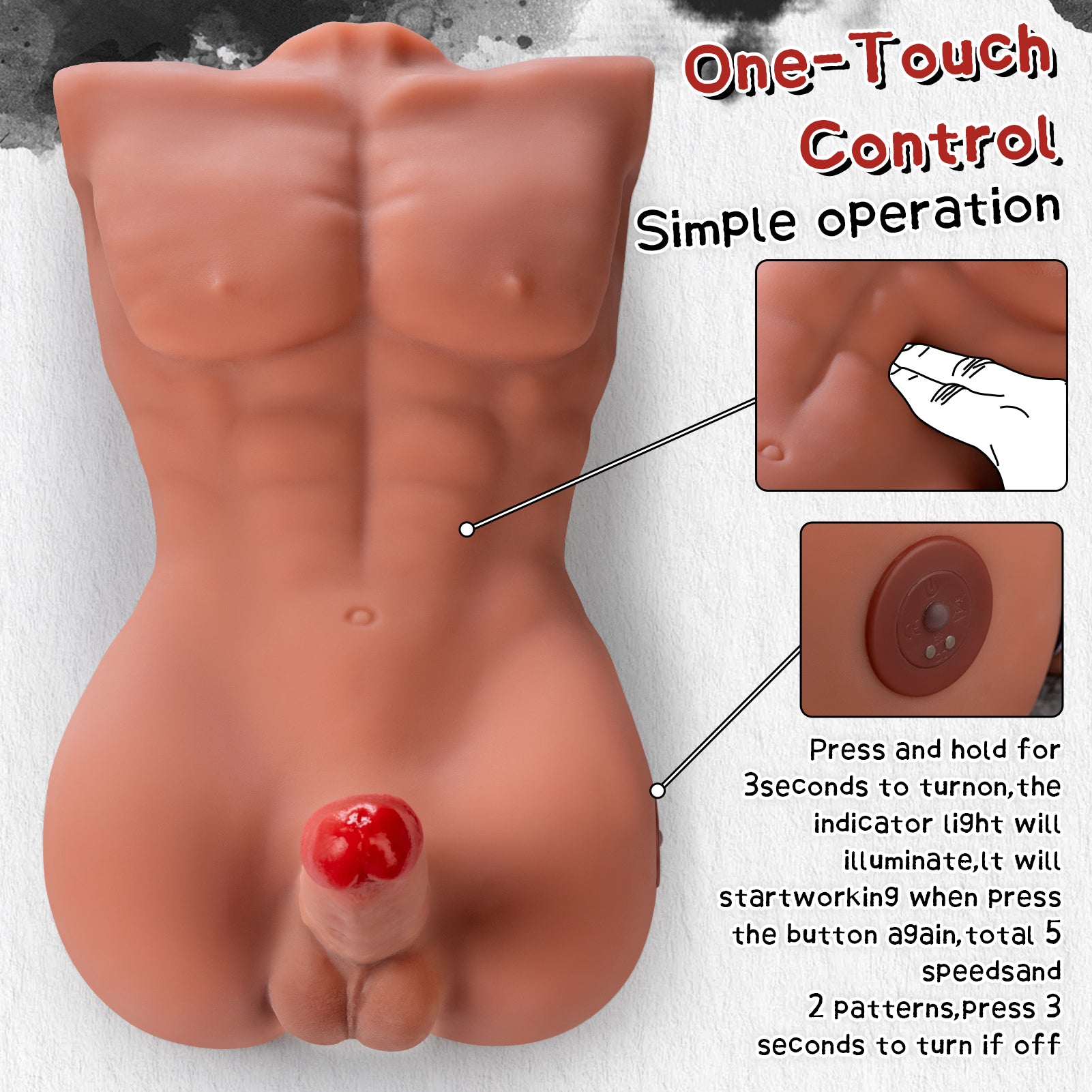 Dolf Men's Upper Body Wheat Skin Big Cock Abs Sex Doll 14.1lb - Sweetstoy