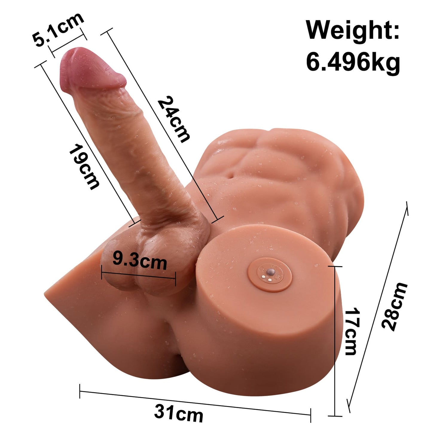 Electric Male Torso Doll – TPE Butt Model with 7.48" Dildo