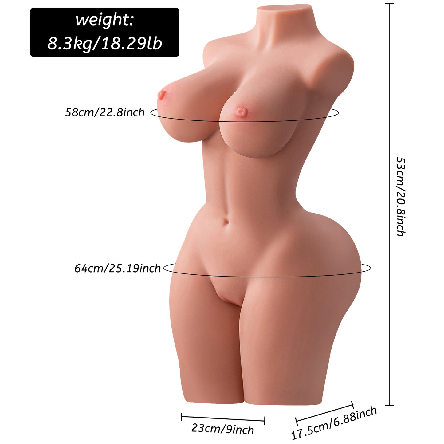 Mocha Skin Tone Female Torso Sex Doll – Premium TPR Realistic Body