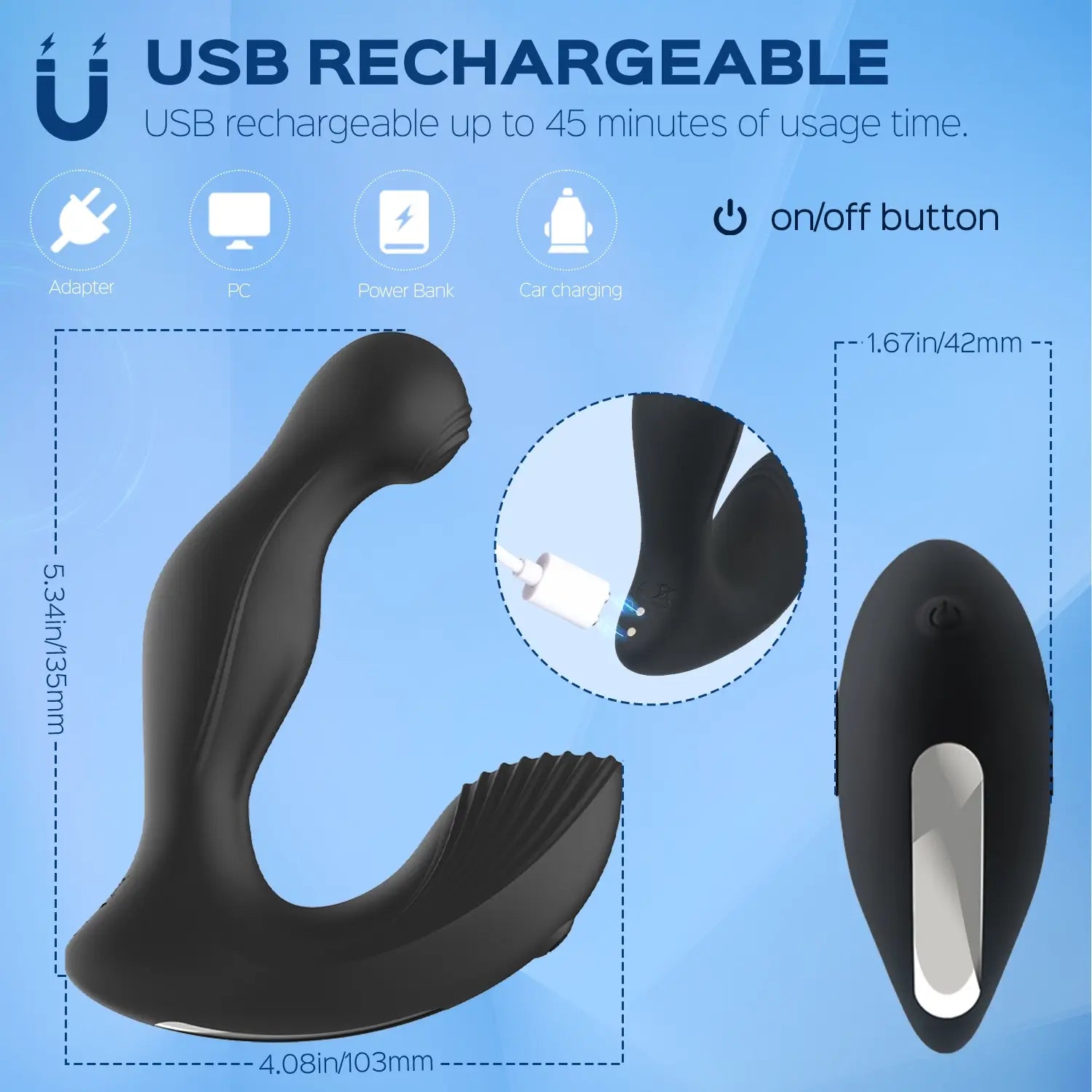 Akira - Remote Control and Perineum Prostate Massager 7 Wiggling & Vibrating