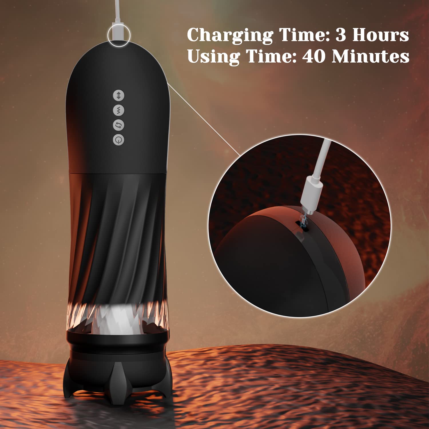 Rocket 3d Realistic Textured Electric Stroker With 5 Thrusting Rotating Modes Sweetstoy