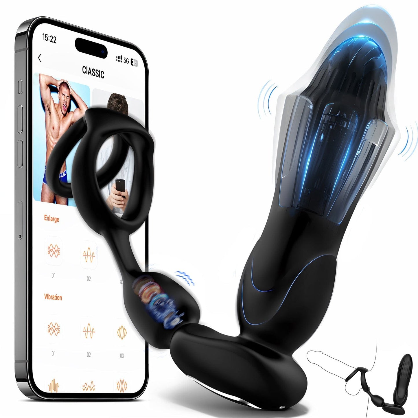 Starship-App-Controlled Vibrating Prostate Massager with Expanding Comfort Technology
