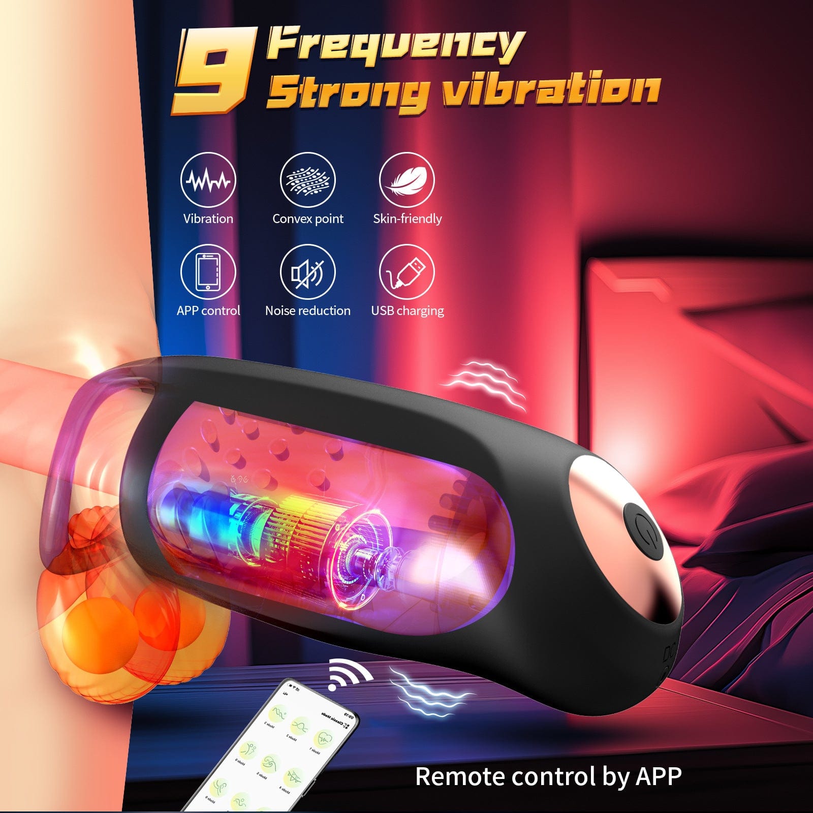 APP-Controlled Male Trainer – Double Vibration & Locking Ring