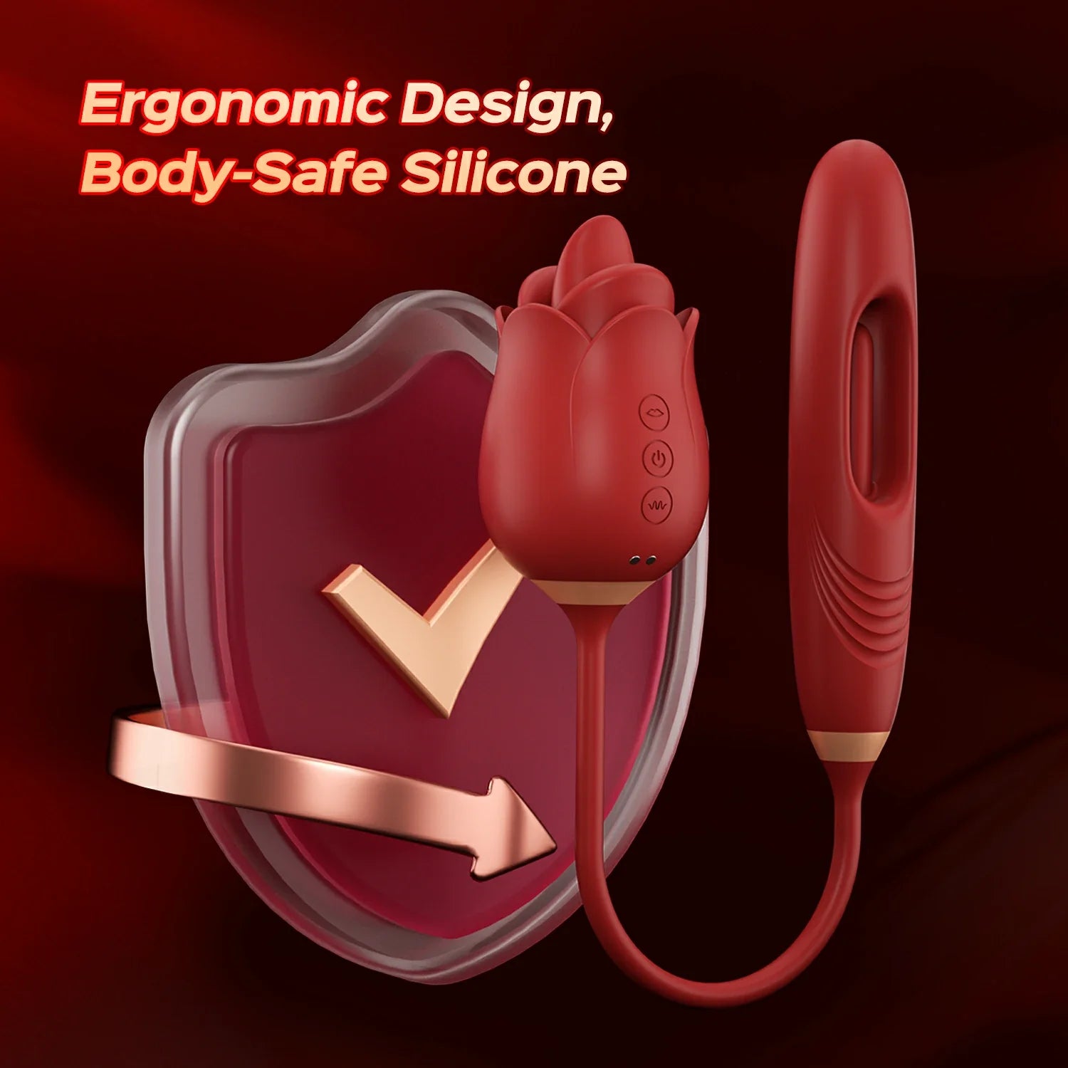 Rozi - Rose Biting-Mouth, Tongue Clit Stimulator with Tapping G-Spot Vibrator - Sweetstoy
