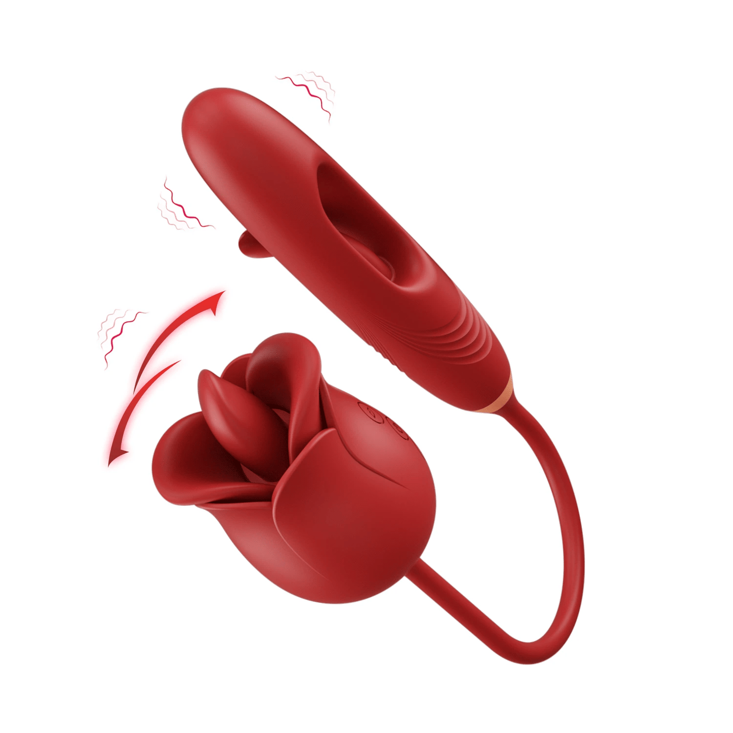 Rozi - Rose Biting-Mouth, Tongue Clit Stimulator with Tapping G-Spot Vibrator - Sweetstoy
