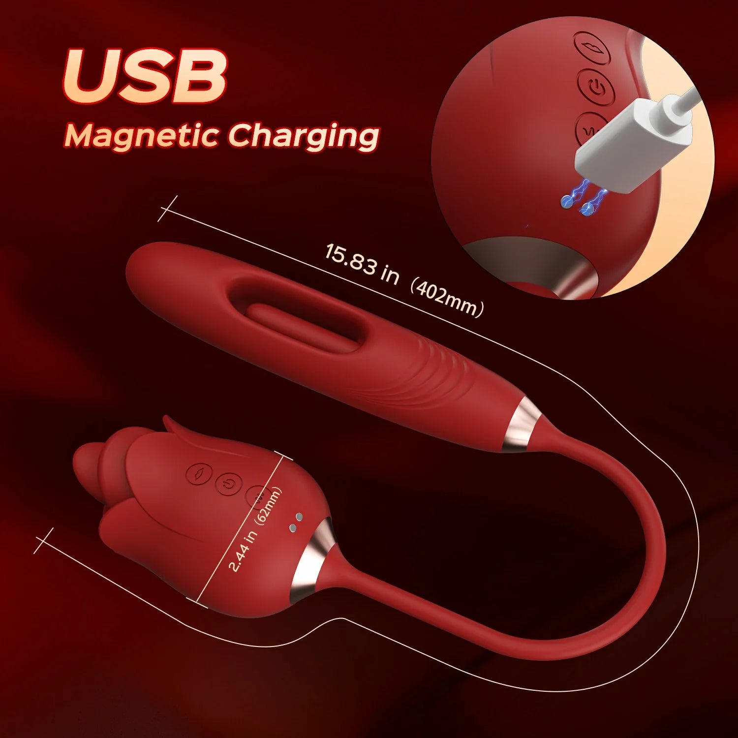 Rozi - Rose Biting-Mouth, Tongue Clit Stimulator with Tapping G-Spot Vibrator - Sweetstoy