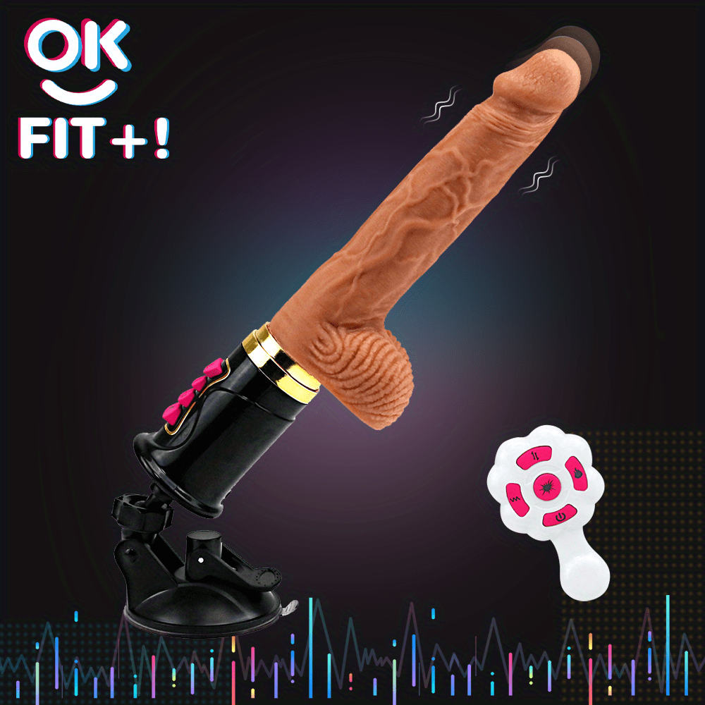 Realistic Vibrating Dildo with Strong Suction Cup,Heating Function 6 Telescopic & 8 Vibrating Modes