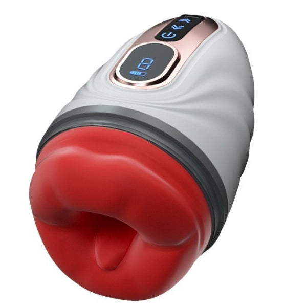 Caleb Night Queen - Heating Masturbation Cup with LCD Lips & 9 Vibrating Modes
