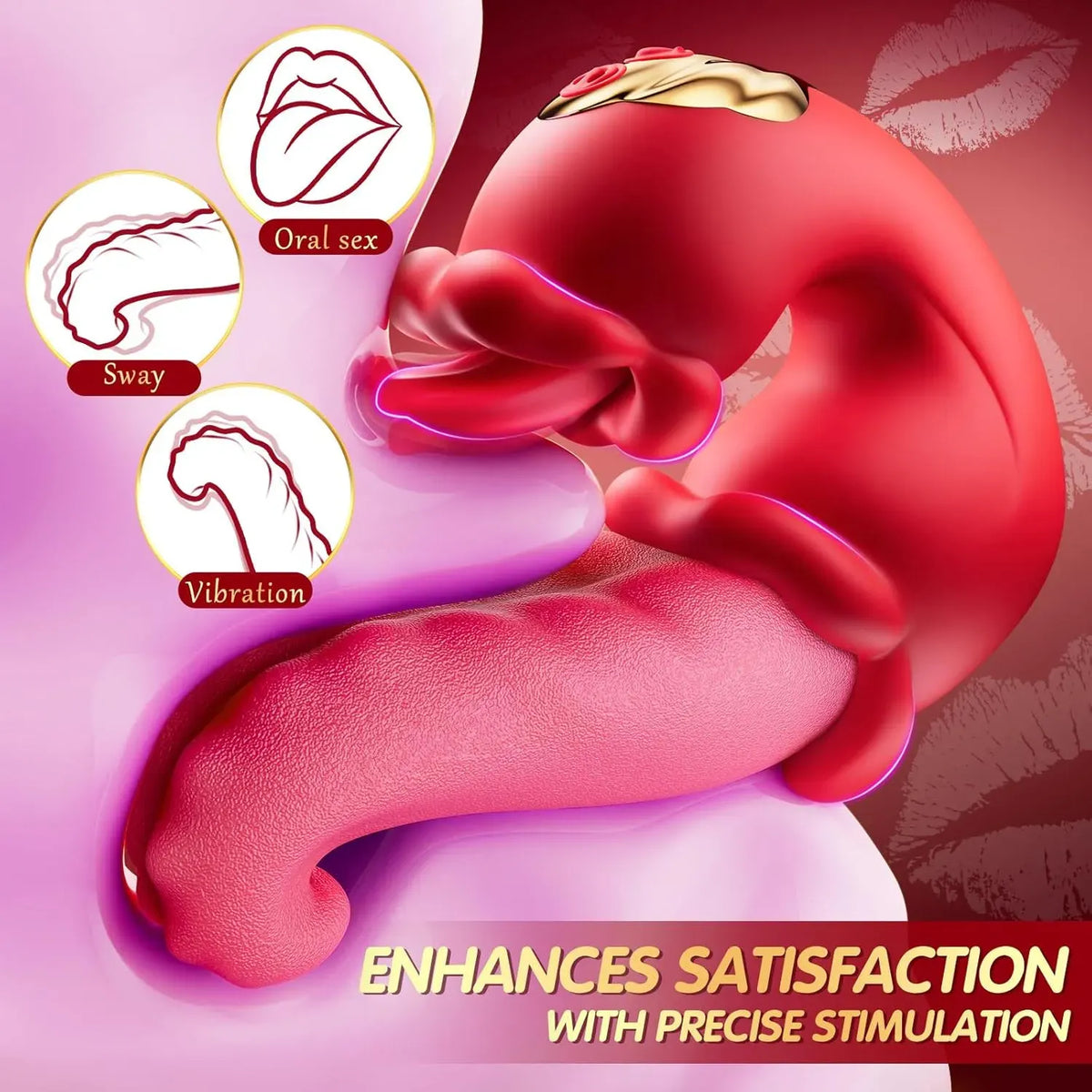 Rose X4 tongue, vibration and swaying stimulation positions