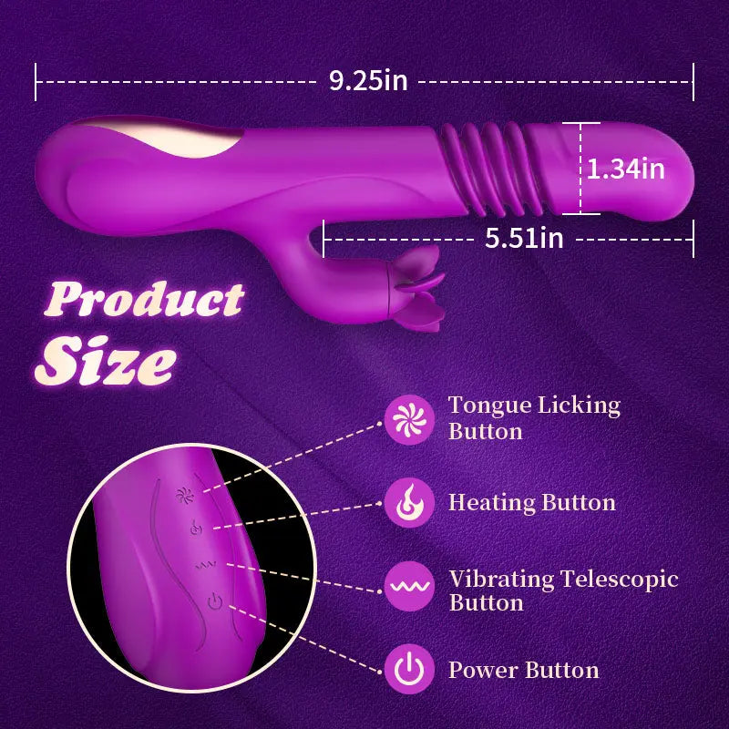 7 Rotating 3 Vibration Telescopic Heating Vibrator for Clitoral and G-spot Stimulation Sweetstoy