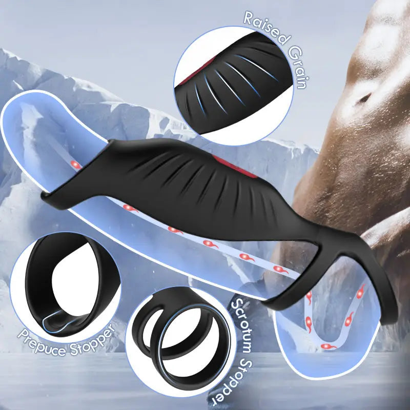 9 Vibrating Cock Ring and Penis Sleeve 2 IN 1 Male Vibrator for Couples Sweetstoy