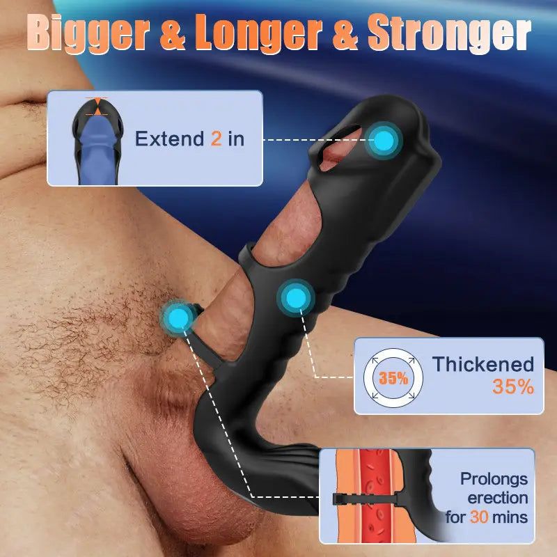 Lucifer - Dual Motor 7 Vibrating Penis Sleeve and Vibrator 2-in-1 Adult Toy None
