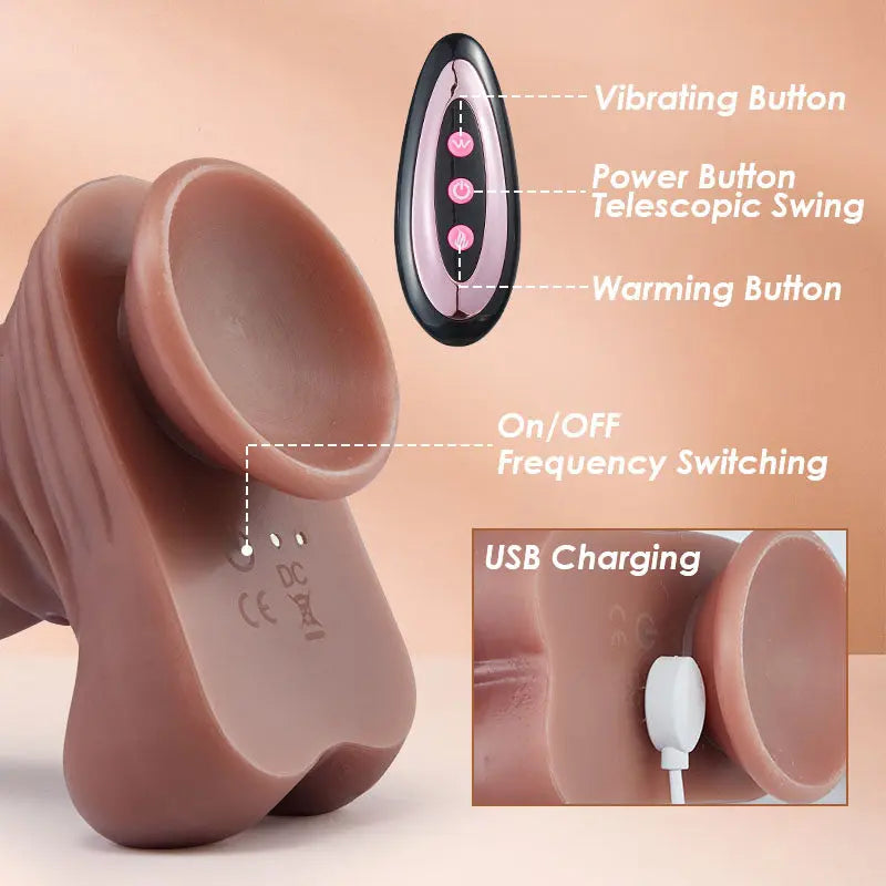 3 Telescopic Swing 10 Vibration Heating Dildo 7.75 Inch Sweetstoy