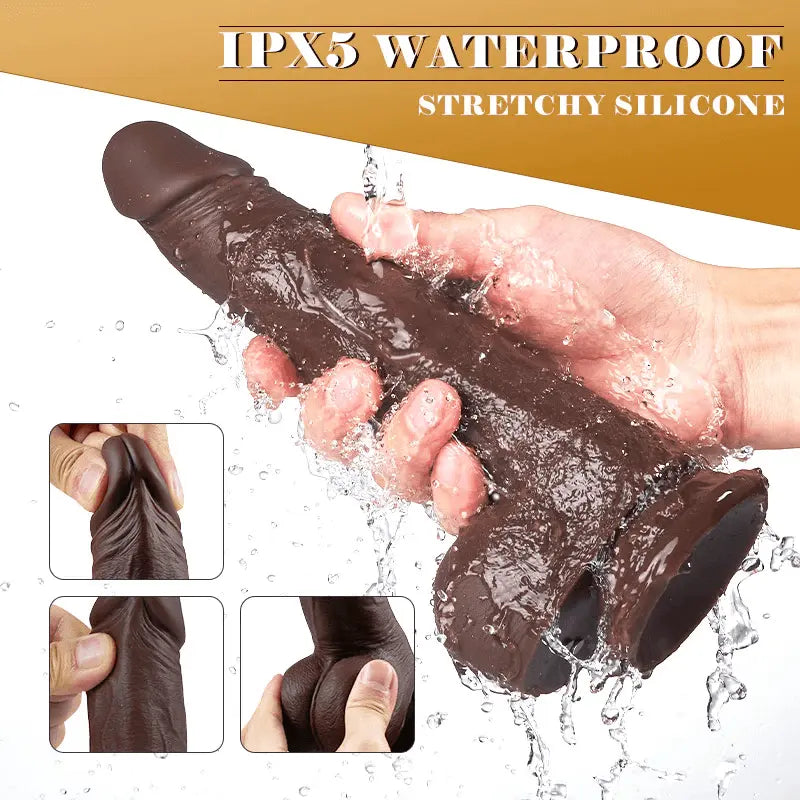 8.7 Inch Realistic Vibration Black Huge Dildo Sweetstoy