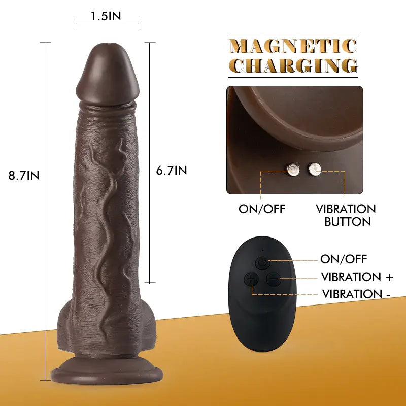 8.7 Inch Realistic Vibration Black Huge Dildo Sweetstoy
