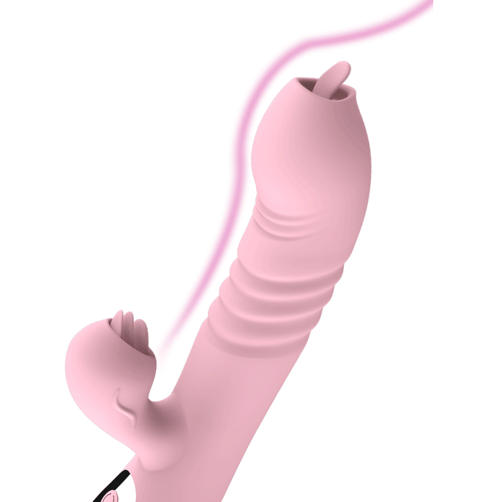 Thrusting rocking vibrating heated tongue licking masturbation stick Sweetstoy