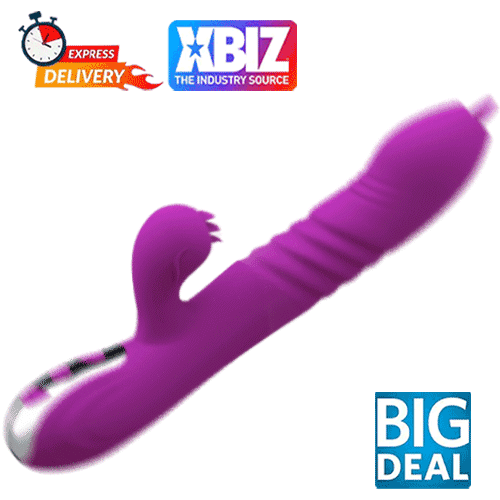 Thrusting rocking vibrating heated tongue licking masturbation stick Sweetstoy
