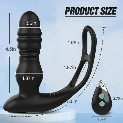 7 Thrusting 7 Vibrating Dual Cock Ring Male Prostate Massager Sweetstoy