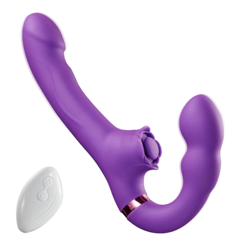 Loria for Couples 10 Tapping & Vibrating G-spot Clit Stimulator Strapless Double-ended Remote Control Dildo Sweetstoy