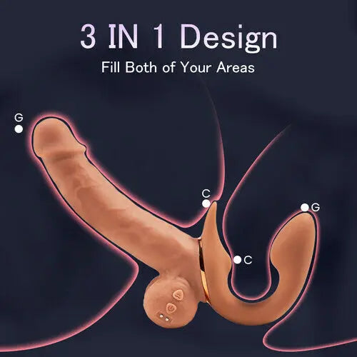 9 Vibrating Telescopic Clitoral Strap On Adjustable Lifelike Dildo Rabbit Ear Double Ended Sweetstoy