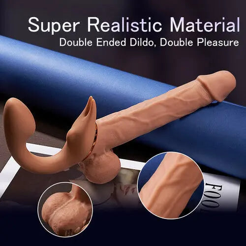 9 Vibrating Telescopic Clitoral Strap On Adjustable Lifelike Dildo Rabbit Ear Double Ended Sweetstoy