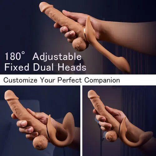 9 Vibrating Telescopic Clitoral Strap On Adjustable Lifelike Dildo Rabbit Ear Double Ended Sweetstoy