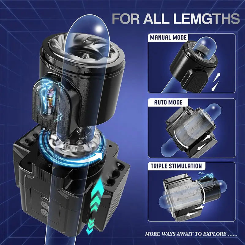 Camera Shape 3 IN 1 Detachable Black Multifunctional Male Masturbator Sweetstoy