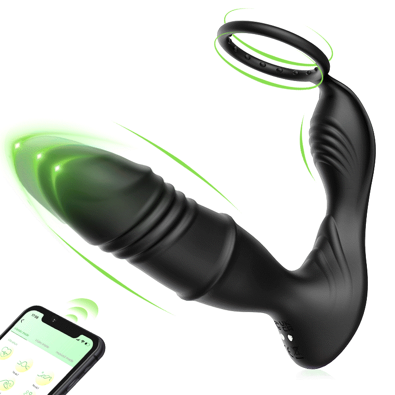 Murphy-APP/Controller & 9-Telescopic / Vibration & Penis Ring Locking Prostate Massager Sweetstoy