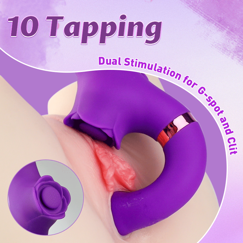 Loria for Couples 10 Tapping & Vibrating G-spot Clit Stimulator Strapless Double-ended Remote Control Dildo Sweetstoy