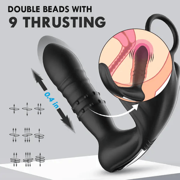 9 Thrusting & Vibrating Modes Anal Sex Toy with Beaded Stimulation Sweetstoy