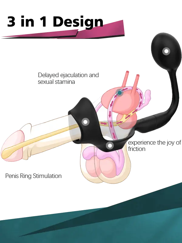 Flexible Silicone Tip Anal Vibrator with Cock Ring None