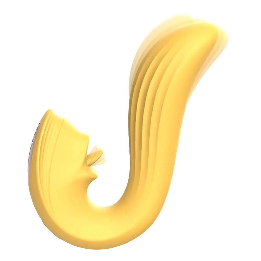 2 in 1 clitoral tongue dildo vaginal G-spot vibrator, 9 modes - banana yellow, burgundy, black Sweetstoy