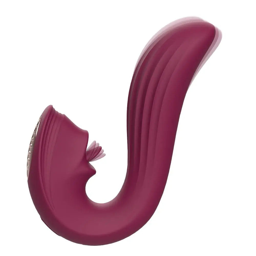 2 in 1 clitoral tongue dildo vaginal G-spot vibrator, 9 modes - banana yellow, burgundy, black Sweetstoy