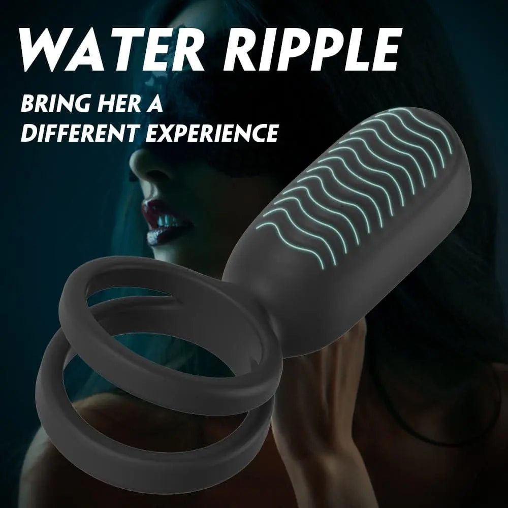High elasticity double ring vibrating penis ring - black dark green Sweetstoy