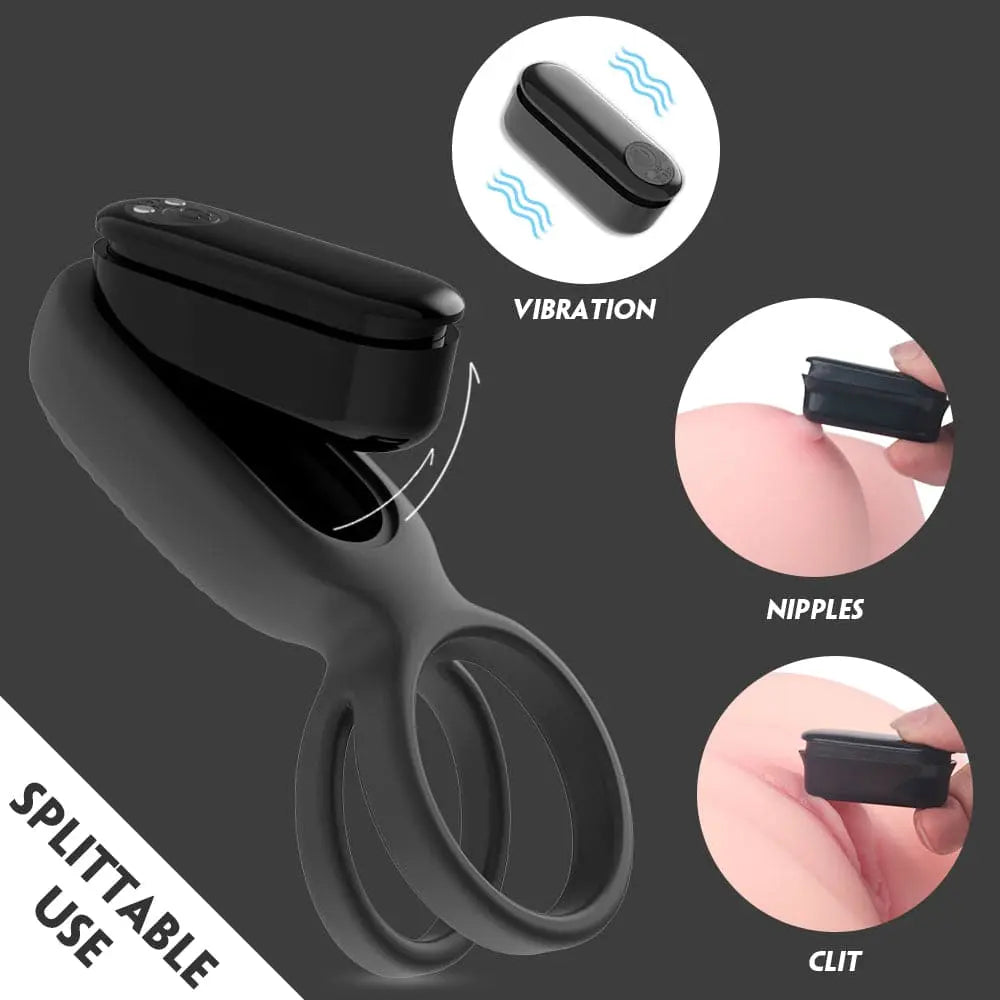 High elasticity double ring vibrating penis ring - black dark green Sweetstoy